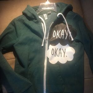 Green graphic “okay okay “ hoodie